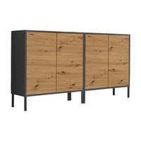 Sideboard Mailand Set 2 Anthrazit/Eiche - Anthrazit/Eiche Artisan, MODERN, Holzwerkstoff/Metall (158/86/33cm) - MID.YOU