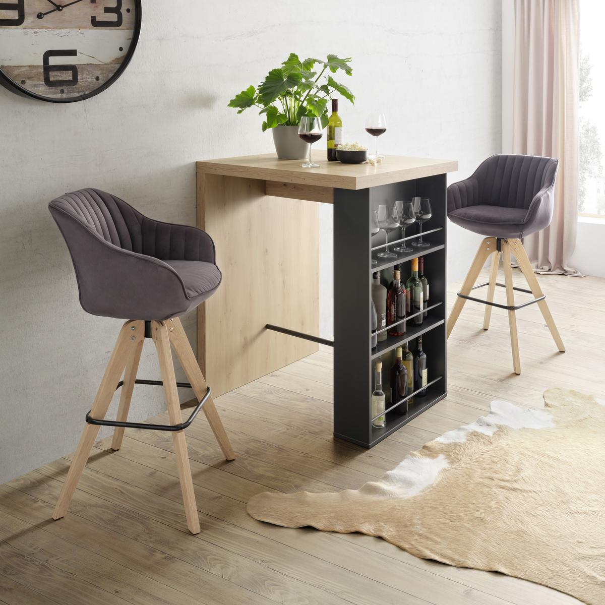 Bar in Anthrazit/Eichefarben - Eichefarben/Anthrazit, Modern, Holzwerkstoff (85/110/85cm) - Mömax