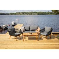 Loungegarnitur Chania Dunkelgrau/Schwarz - Dunkelgrau/Schwarz, KONVENTIONELL, Holz/Textil (164/75null) - Gardenson