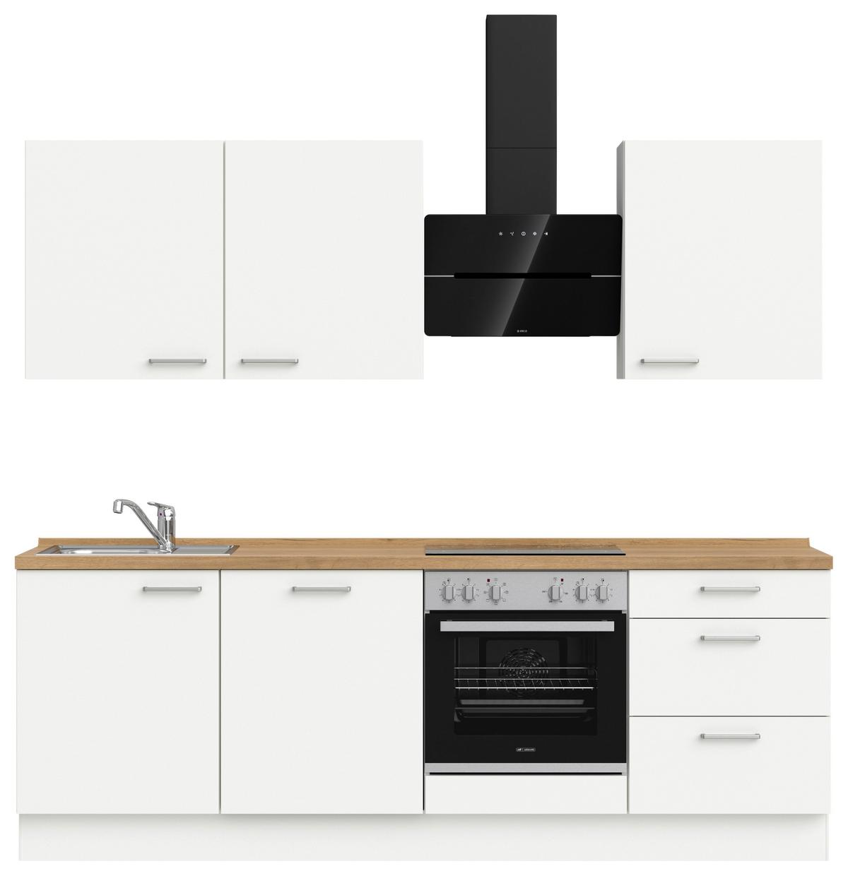 Küchenleerblock Touch High o. Geräte Weiß - Edelstahlfarben/Eichefarben, MODERN, Holzwerkstoff/Metall (240cm) - Nobilia