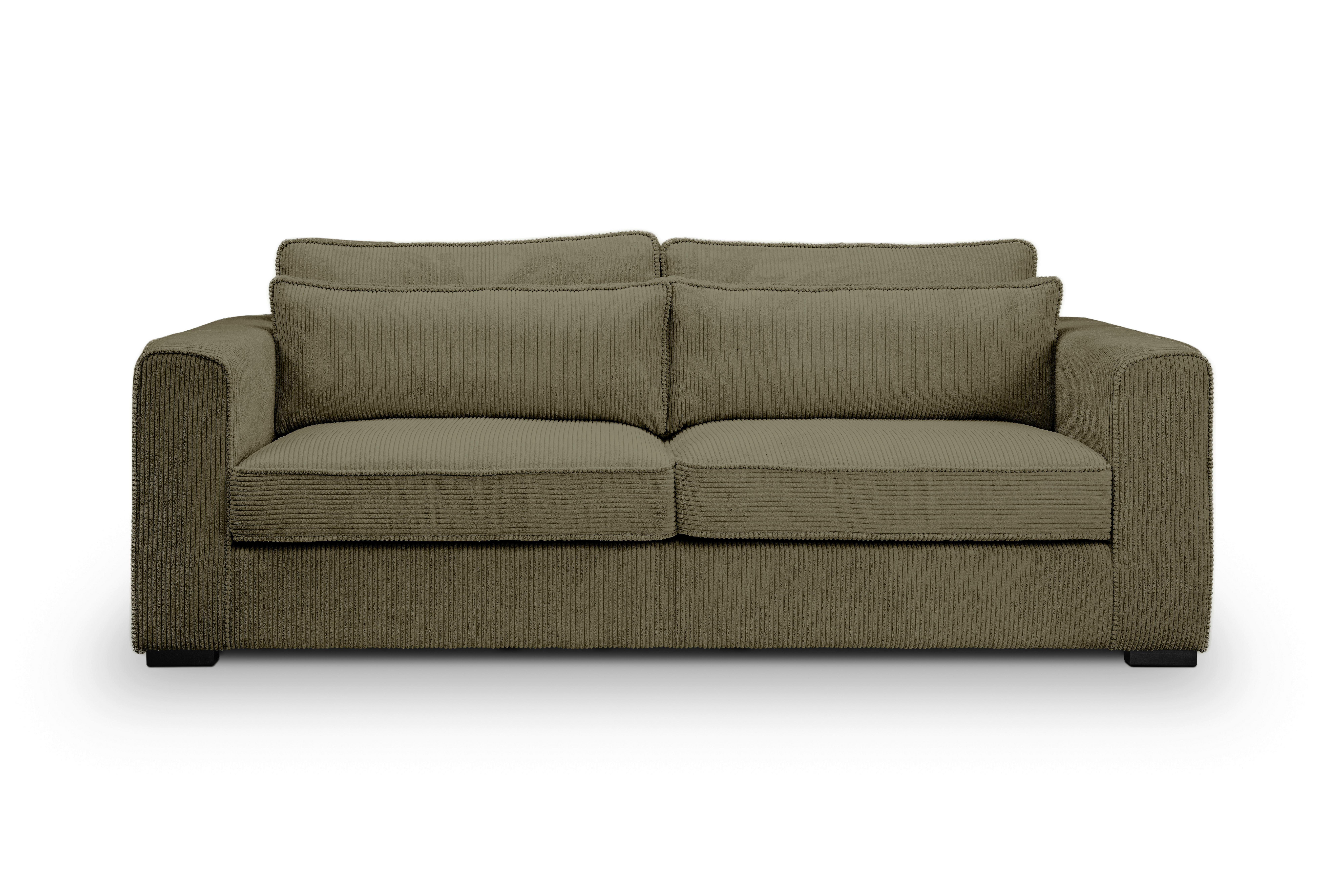 3-Sitzer-Sofa Almera Khaki - Khaki/Schwarz, Basics, Holz/Textil (241/92/112cm) - MID.YOU