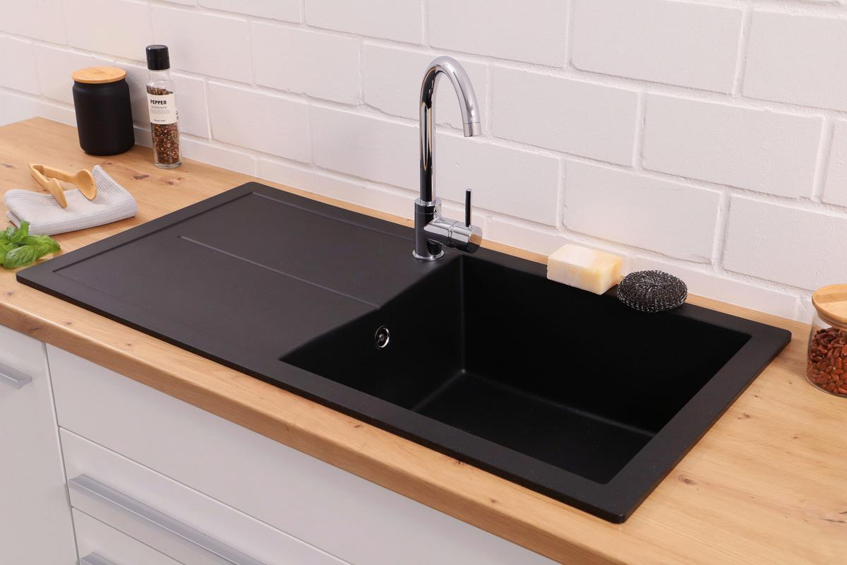 Pomivalno Korito Cleveland, 100x50cm - črna, Basics, kamen/umetna masa (100/21,4/50cm) - Respekta