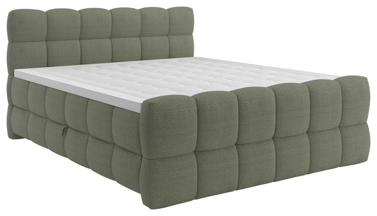 Boxspring Krevet Brisbane - zelena/crna, Trend, drvni materijal/drvo (180/200cm) - Premium Living