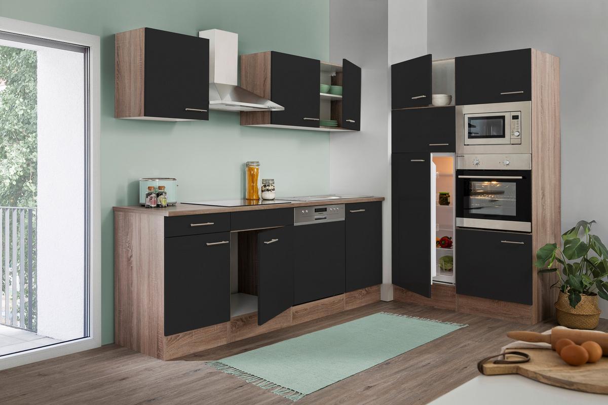 Küchenleerblock LBKB340EYSMIGKE - Edelstahlfarben/Eichefarben, Basics, Holzwerkstoff/Metall (340cm) - Respekta