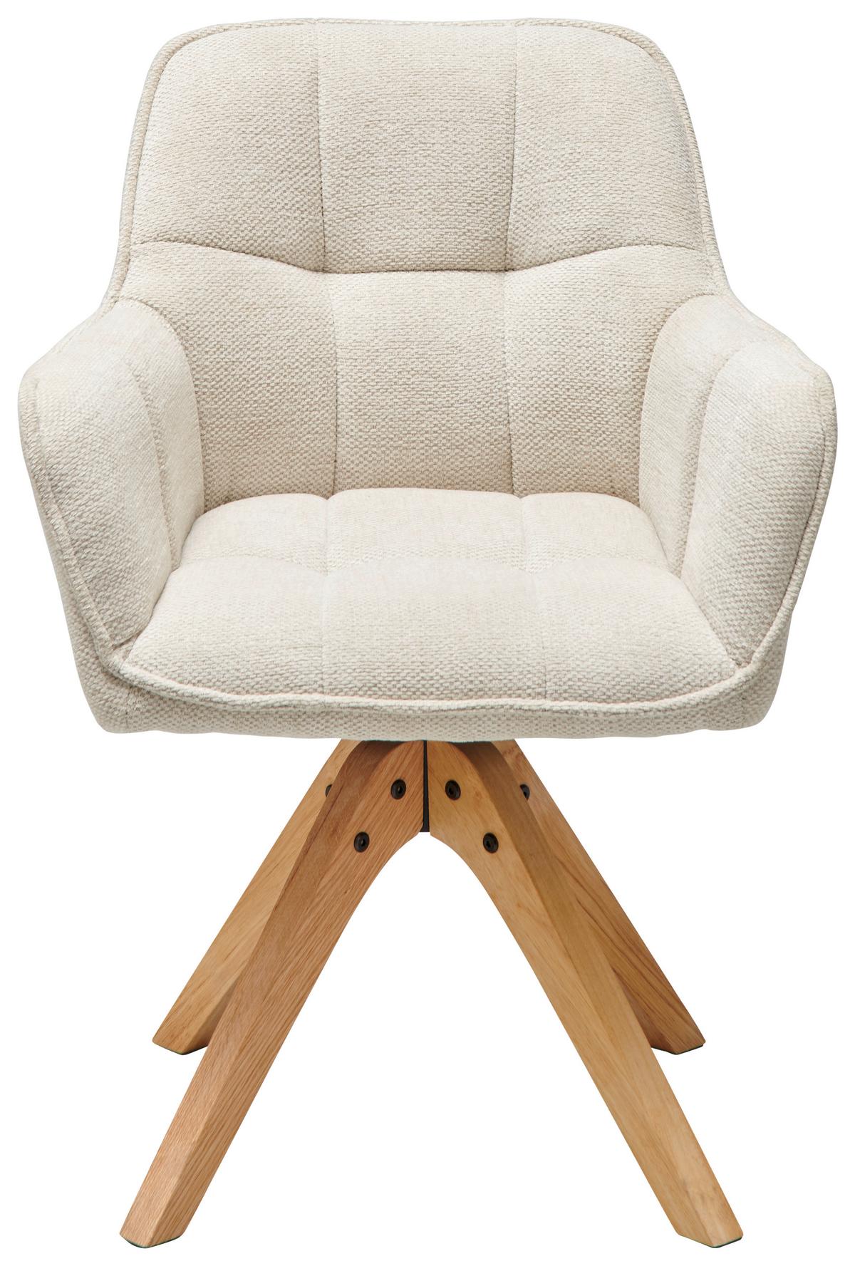 KRZESŁO Z PODŁOKIETNIKAMI KERRY - beżowy/kolor dębowy, Lifestyle, drewno/tkanina (61/85/63cm) - MID.YOU