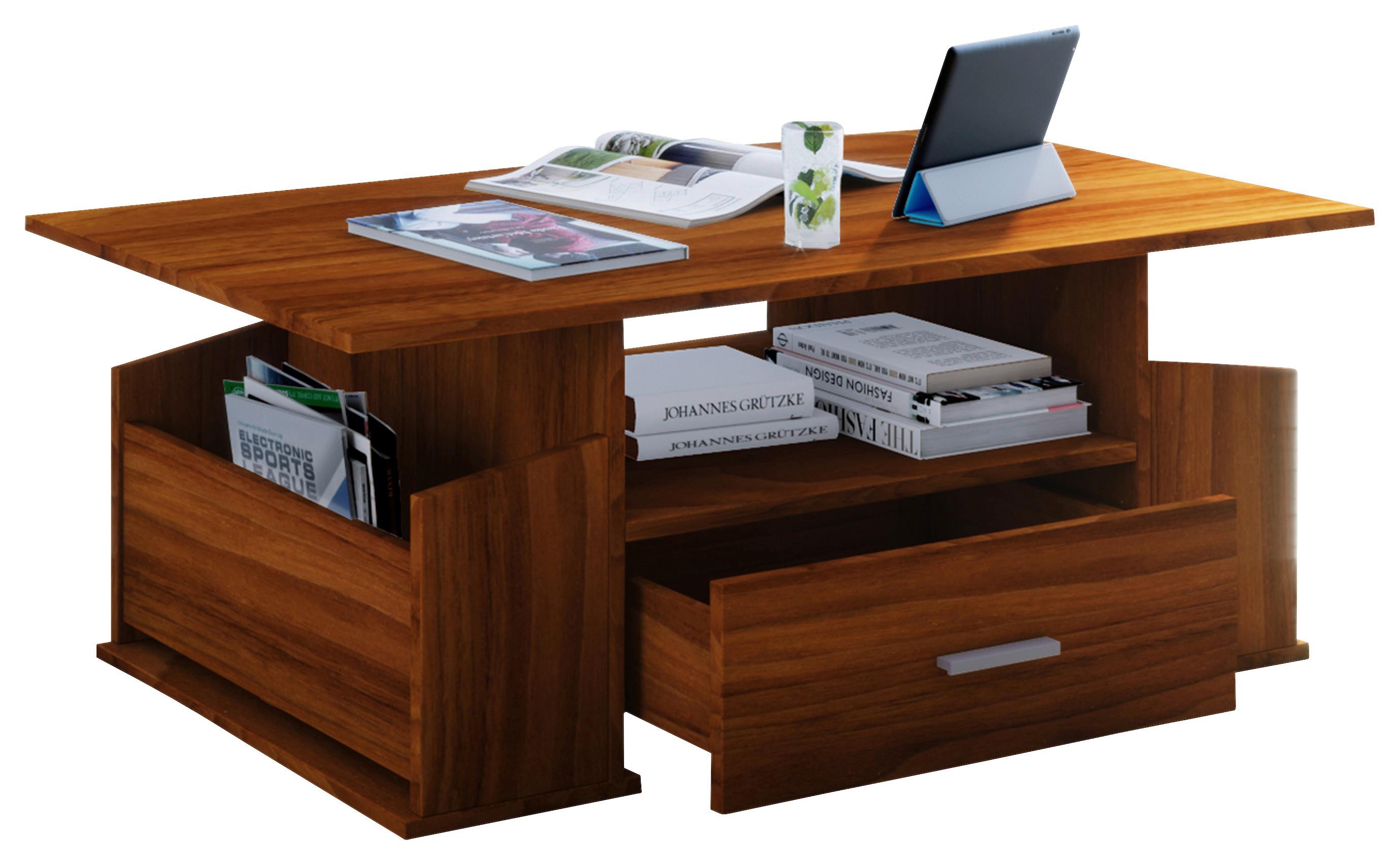 Couchtisch in Nussbaumfarbe Junata - Silberfarben/Nussbaumfarben, Basics, Holzwerkstoff/Kunststoff (110/52/44cm) - MID.YOU