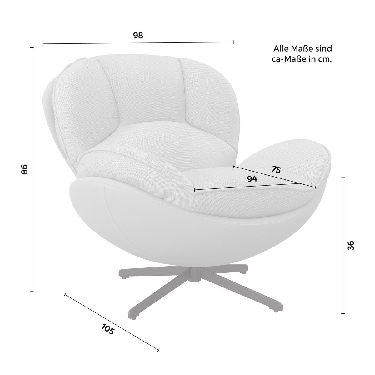 Relax Fotel Ina - bézs/fehér, Modern, textil/fém (98/86/105cm) - Bessagi Home