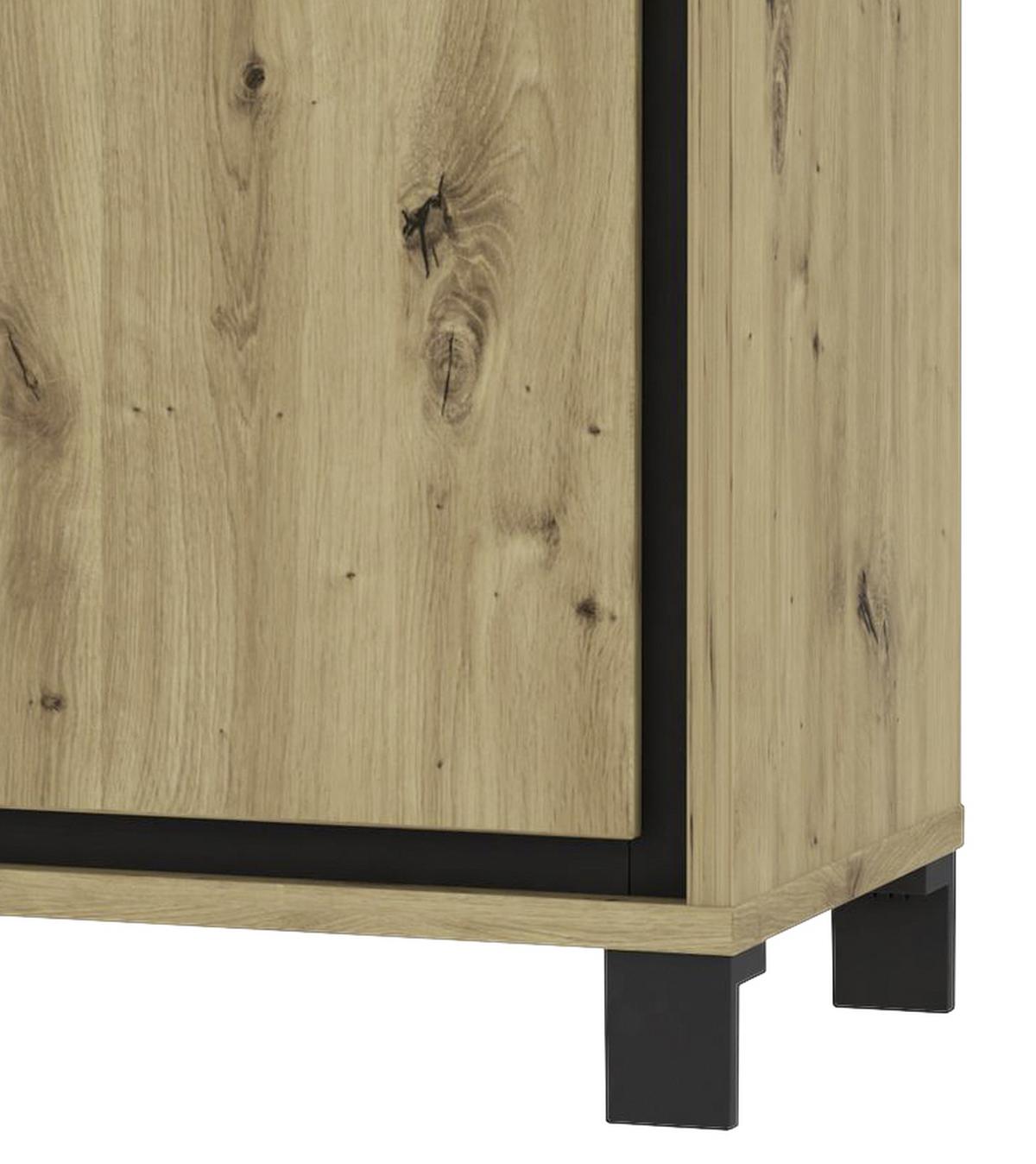Kommode "Trondheim" , Eiche - Eichefarben/Schwarz, Basics, Glas/Holzwerkstoff (120,4/81,3/41,5cm) - Livetastic