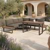 Dining-Loungeset Gianna Holz Outdoorstoff/Metall +Abdeckung - Schwarz/Teakfarben, MODERN, Holz/Textil (221/71/76cm) - Bessagi Garden