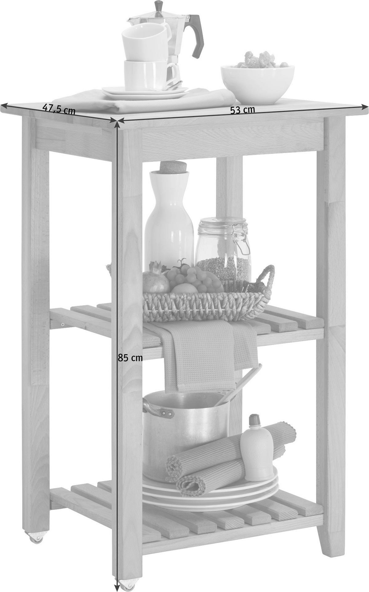 WÓZEK DO SERWOWANIA LEX - kolor bukowy, Trend, tworzywo sztuczne/metal (53/85/46cm) - Carryhome