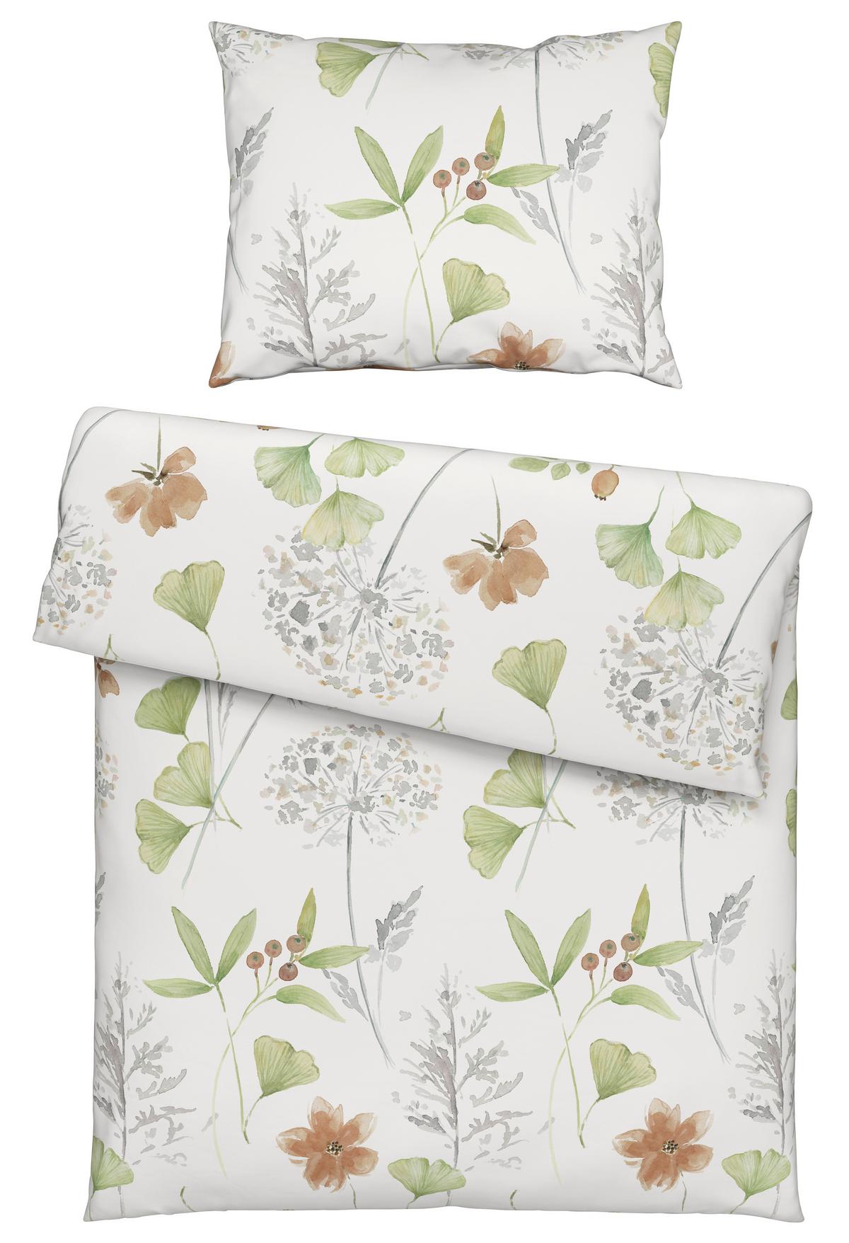 Posteljina Bilbao 140x200/60x80cm - bijela/zelena, Lifestyle, tekstil (140/200cm) - Modern Living