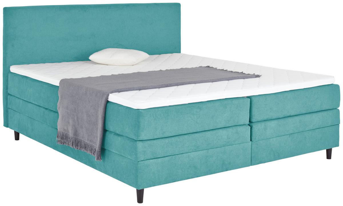 PAT BOXSPRING KLEOPATRA - turcoaz, Konventionell, lemn/textil (160/200cm) - Modern Living