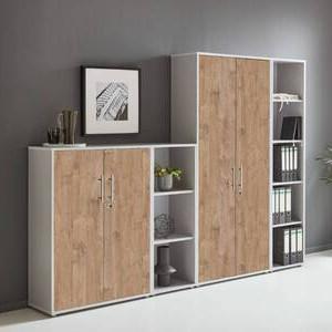Aktenschrank Office Edition Sw Set 4 Grau/Eichefarben - Eichefarben/Grau, MODERN, Holzwerkstoff (257/186/33cm) - MID.YOU