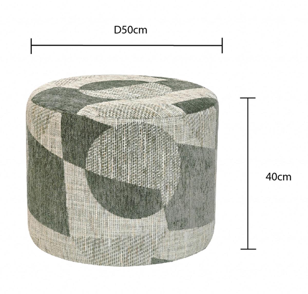 Hocker Marlon Graugrün - Weiß/Graugrün, LIFESTYLE, Holzwerkstoff/Textil (50/40/50cm) - Premium Living