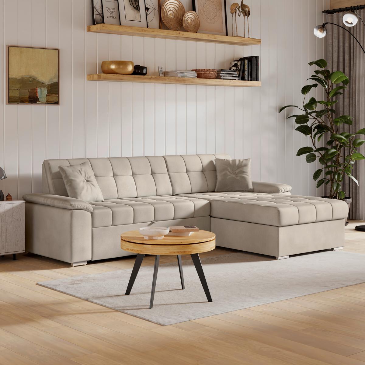 Kutna Garnitura Bali - bež, Trend, tekstil (257/167cm) - Modern Living