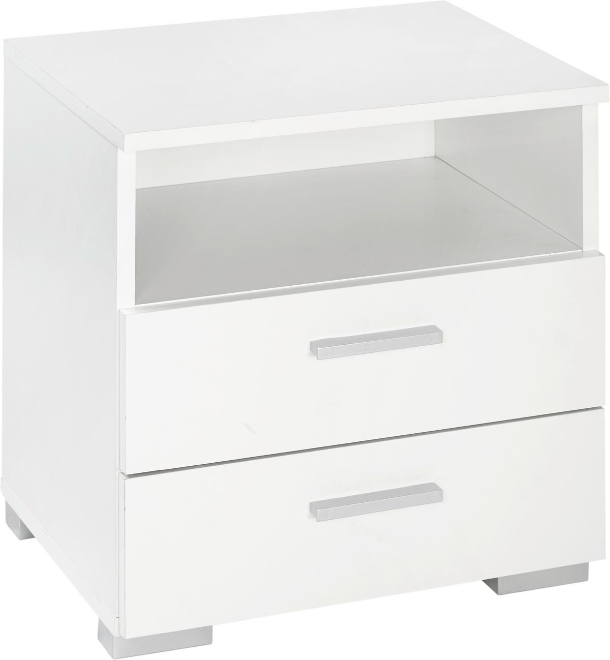 Nachtkästchen in Weiss - Weiss/Alufarben, Konventionell, Holzwerkstoff/Kunststoff (45/47/35cm) - Mömax