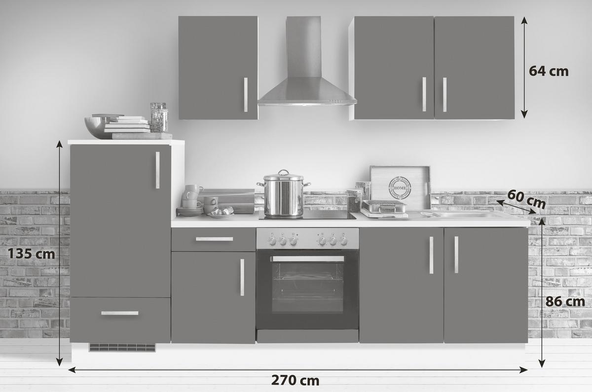 Küchenblock White-Premium Grau/Weiß B: ca. 270 cn - Schieferfarben/Silberfarben, KONVENTIONELL, Holzwerkstoff/Kunststoff (270cm) - Menke