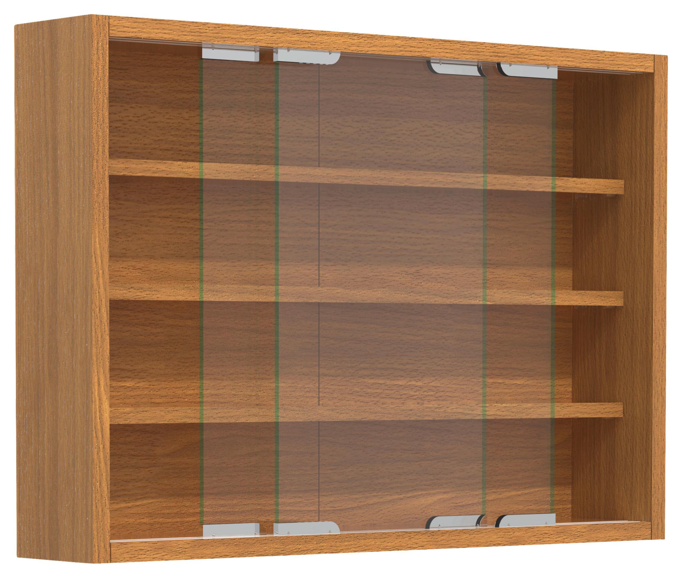 Viseča Vitrina Agisa M, Bukev - srebrne barve/barve bukve, Moderno, steklo/leseni material (57/40/10cm) - MID.YOU