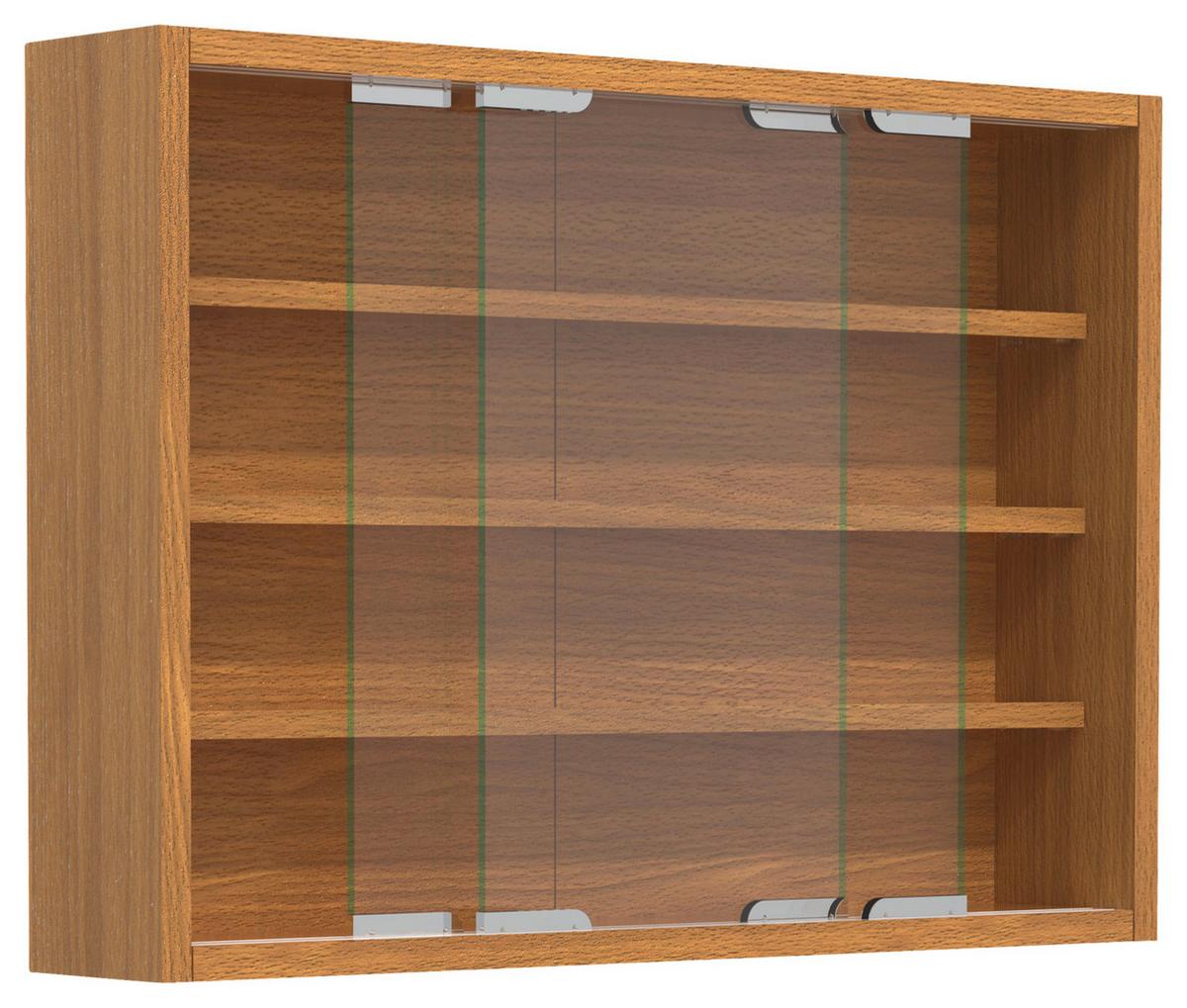 Viseča Vitrina Agisa M, Bukev - srebrne barve/barve bukve, Moderno, steklo/leseni material (57/40/10cm) - MID.YOU