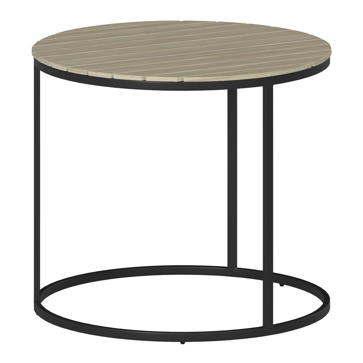 OGRODOWY STOLIK BOCZNY-ZESTAW SALERNO - kolor akacjowy/czarny, Modern, metal/drewno (76/56/36/50/45/40/76/56/36cm) - Ambia Garden