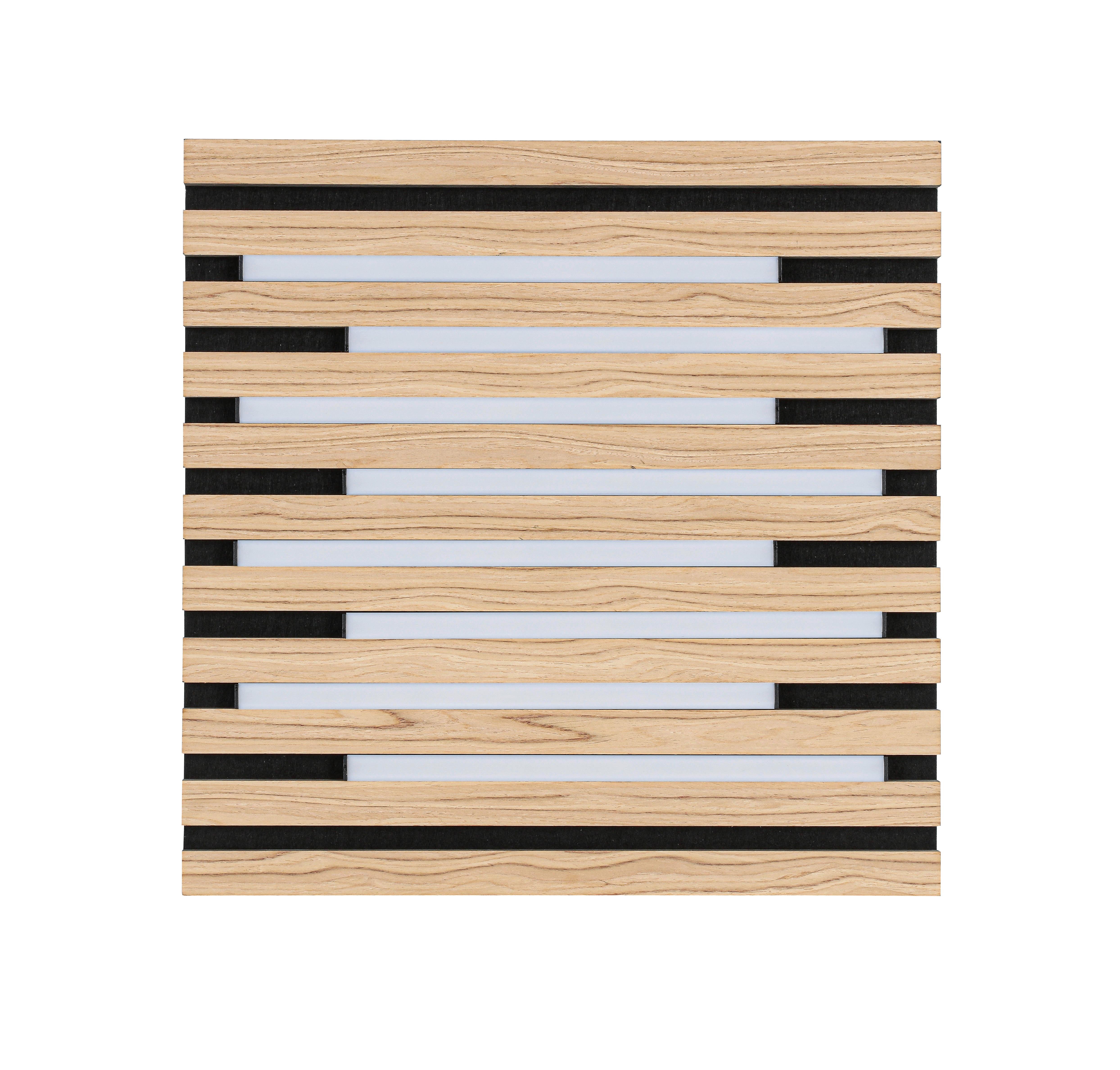 LED-Deckenleuchte Ruko Schwarz/Eichefarben max. 24 W - Eichefarben/Schwarz, MODERN, Holzwerkstoff/Kunststoff (42,5/42,5/5,5cm) - Mömax