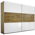 SCHWEBETÜRENSCHRANK Weiß Hochglanz/Eichefarben - Eichefarben/Alufarben, Holz/Holzwerkstoff (261/210/59cm) - Modern Living SCHWEBETÜRENSCHRANK Weiß Hochglanz/Eichefarben - Eichefarben/Alufarben, Holz/Holzwerkstoff (261/210/59cm) - Modern Living