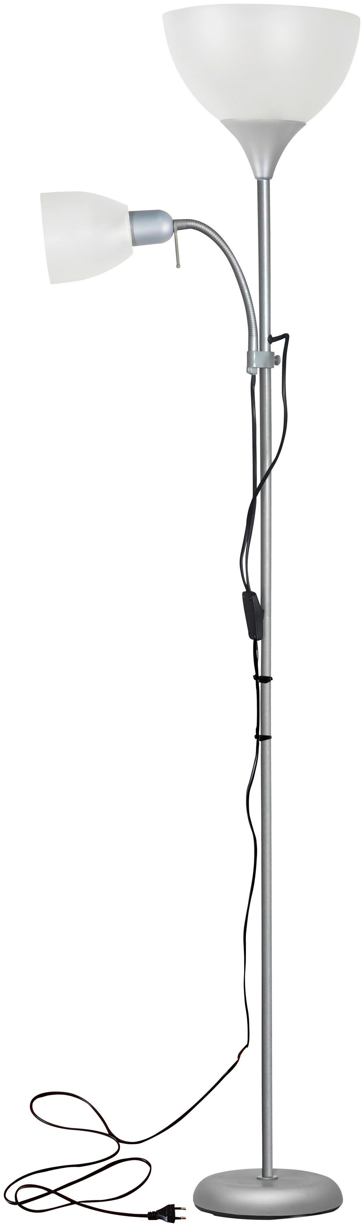 STEHLEUCHTE VANESSA 2 - Silberfarben/Weiß, Basics, Kunststoff/Metall (42/180/21cm) - Mömax