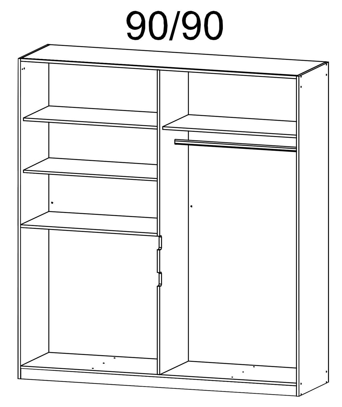 DULAP USI ROTATIVE TÜBINGEN - alb, Design, sticlă/material pe bază de lemn (181/197/54cm) - Modern Living