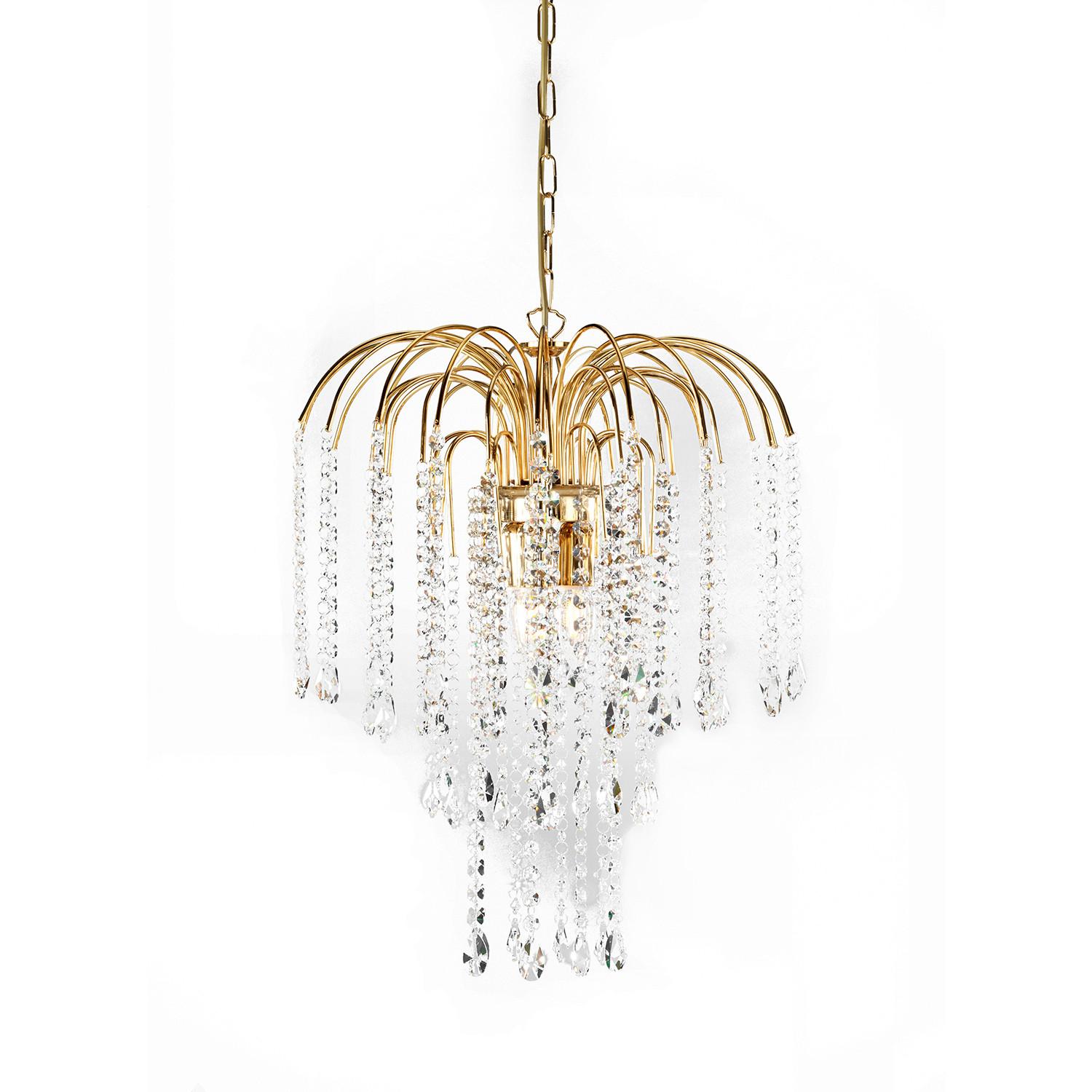 Kristall-Hängeleuchte Pioggia Goldfarben max. 6 Watt - Goldfarben, KONVENTIONELL, Glas/Metall (40/110cm)