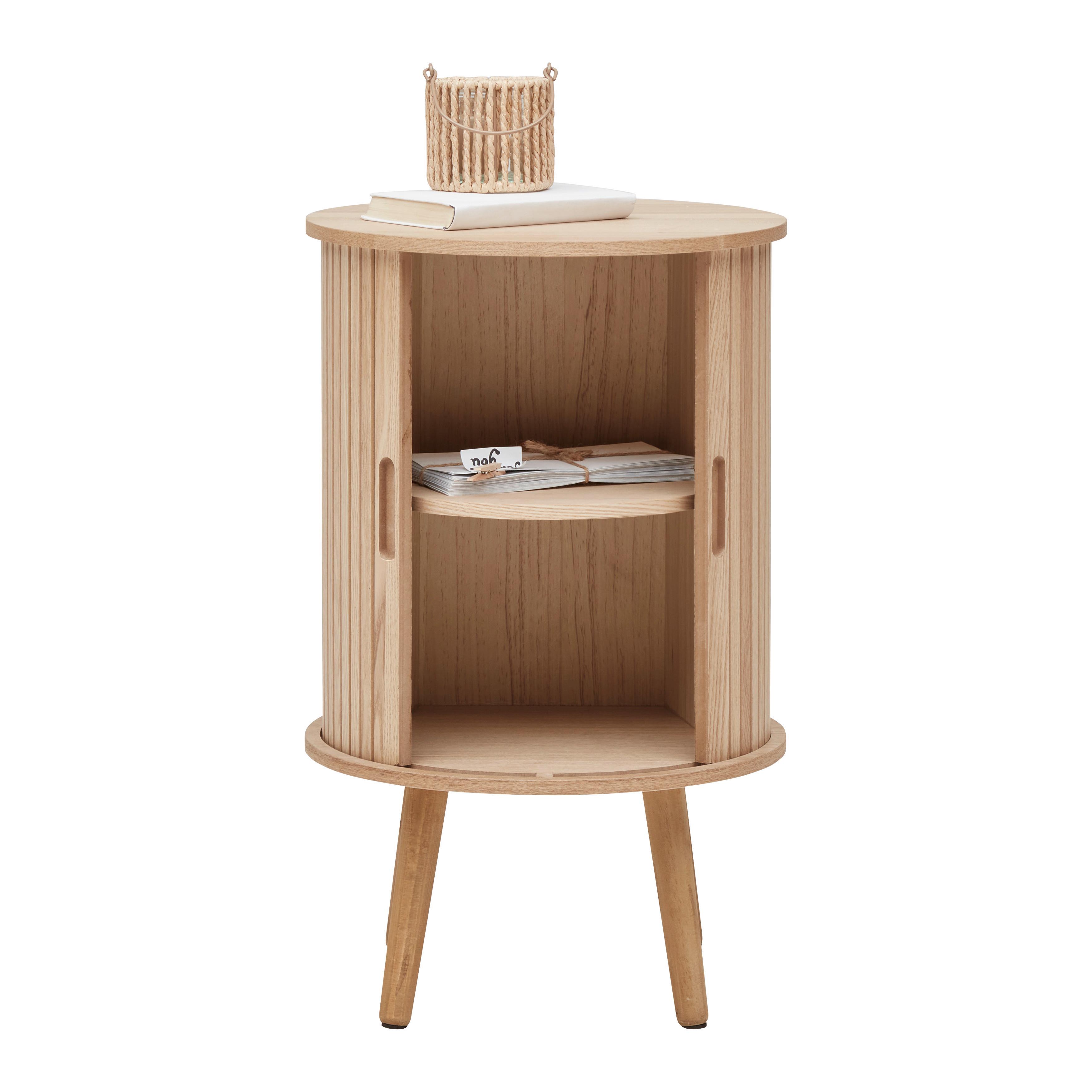 Éjjeliszekrény Kerek Skandy - natúr, Modern, faalapú anyag/fa (40/65/40cm) - Premium Living