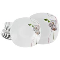 Tafelservice Square Orchidee Rosa/Weiß, 12-teilig - Rosa/Weiß, Trend, Keramik - Creatable