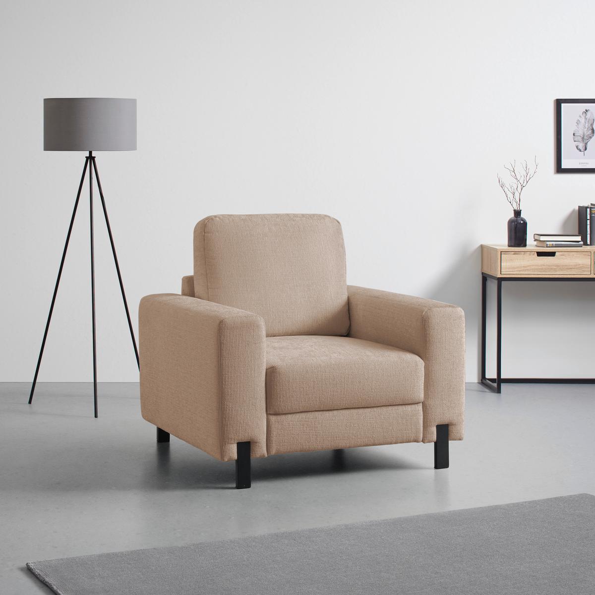 Sessel Piega Cappuccino - Schwarz/Cappuccino, MODERN, Textil/Metall (99/66-87/96cm) - Mömax