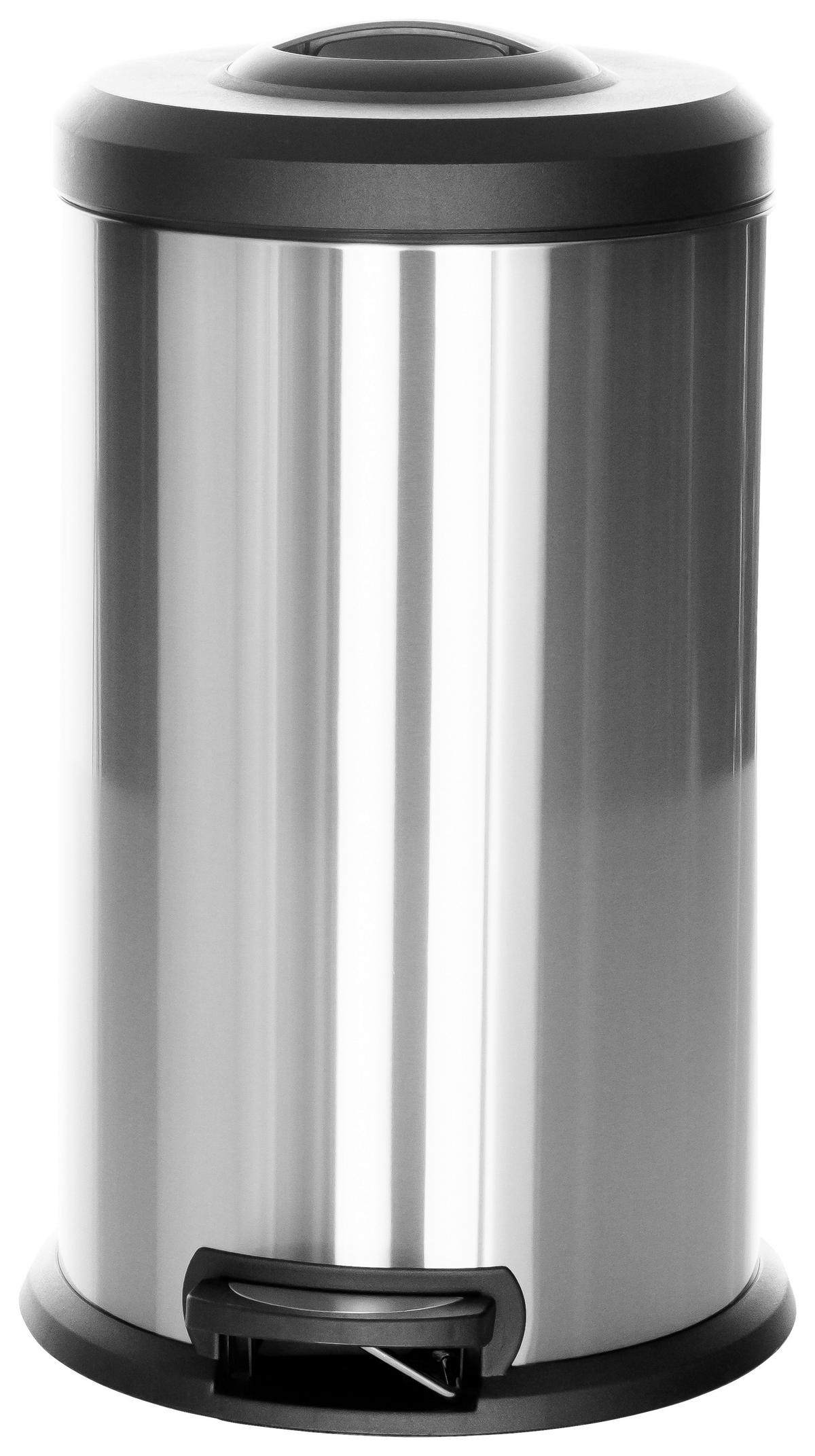 Koš Za Smeti Clean X, 40 L, Srebrna - srebrne barve/črna, Basics, kovina/umetna masa (38/62-96/38cm) - MID.YOU