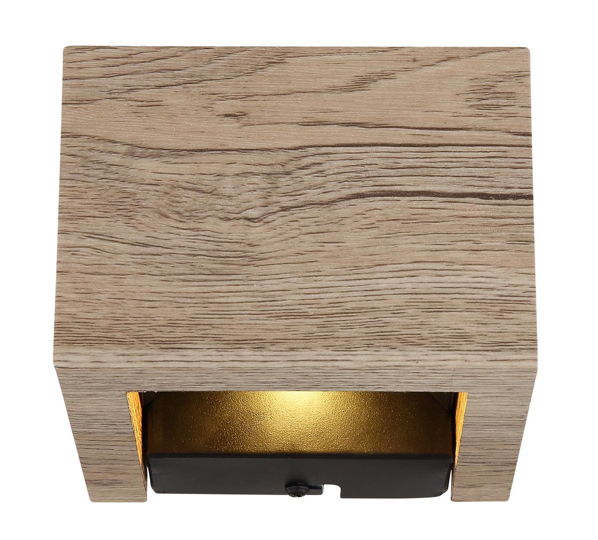 LED-WANDLEUCHTE 15553W1W - Dunkelbraun/Schwarz, Design, Holzwerkstoff/Metall (13,2/11,3/9,8cm) - Globo