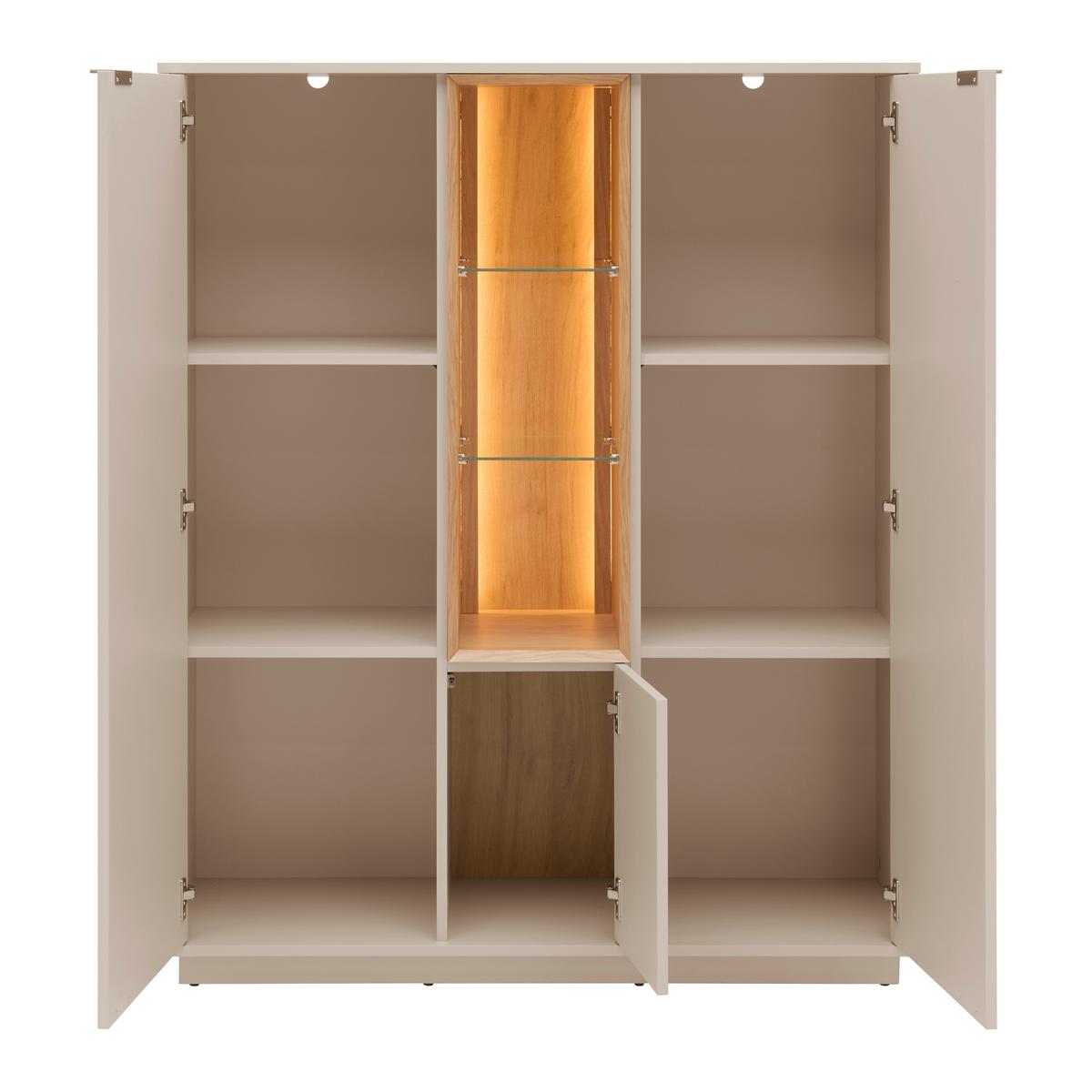 Highboard Velasca Eichefarben/Kaschmir - Kaschmir/Eichefarben, MODERN, Glas/Holzwerkstoff (116,4/95,4/40cm) - Premium Living