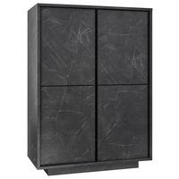 KOMODA WYSOKA CARRARA - antracytowy, Design, materiał drewnopochodny (92/145/43cm) - MID.YOU