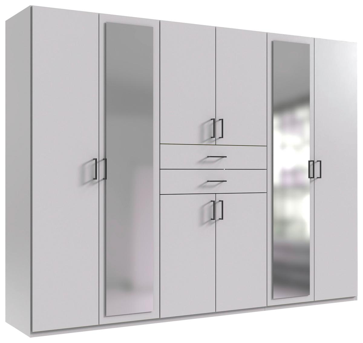 Drehtürenschrank Dillingen Weiss - Weiss/Schwarz, Konventionell, Glas/Holzwerkstoff (270/208/58cm) - Mömax