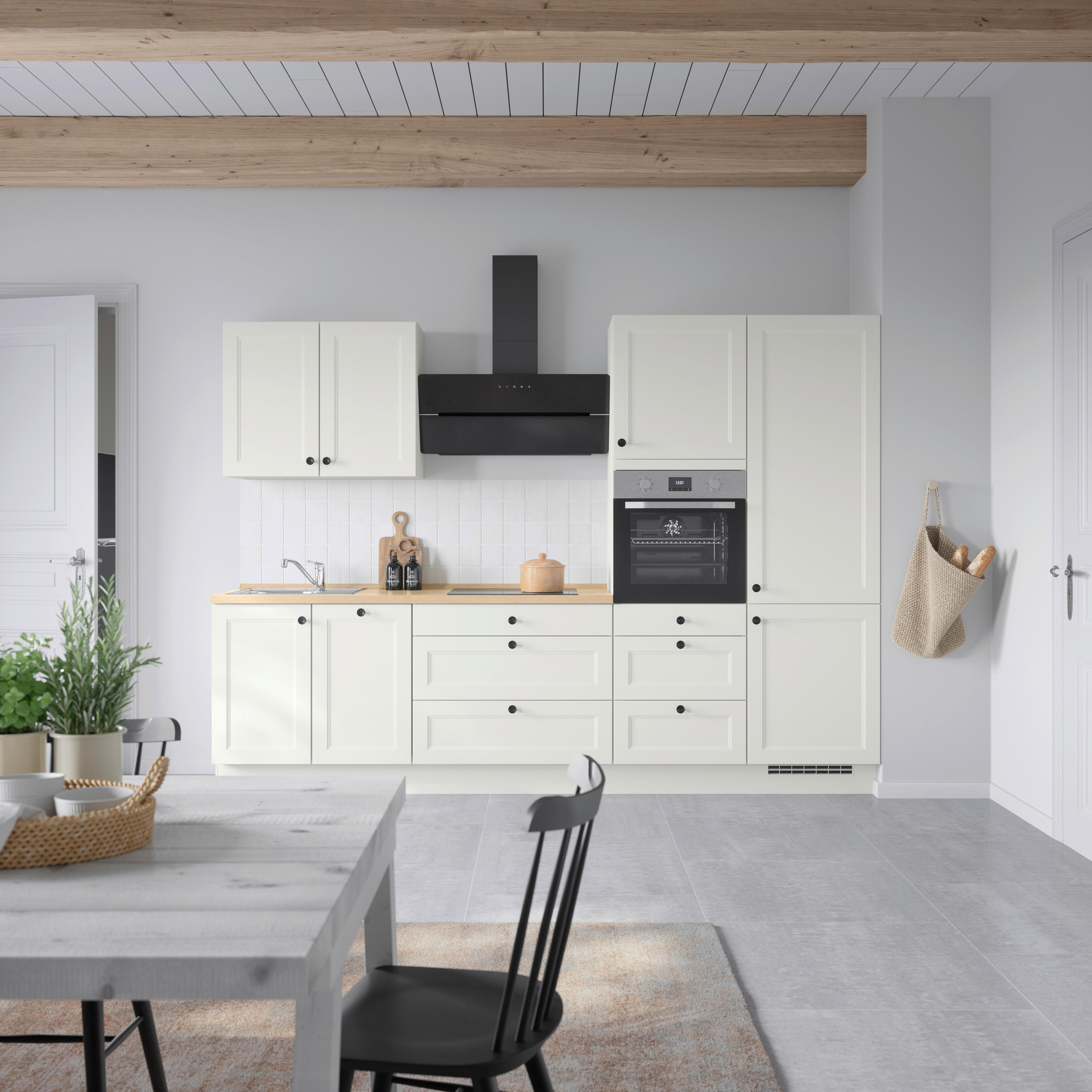 Küchenblock Cascada High m. Geräten Weiß - Eichefarben/Schwarz, MODERN, Holzwerkstoff/Metall (300cm) - Nobilia