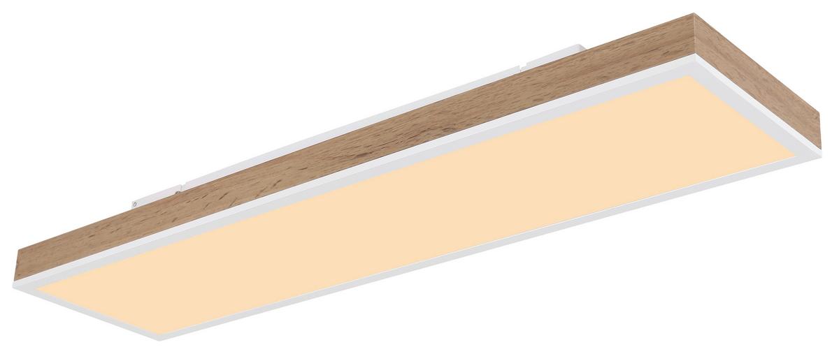 Stropna Led-svetilka Doro, S Sijalko - bela/temno rjava, Natur, kovina/umetna masa (80/20/7,8cm) - Globo