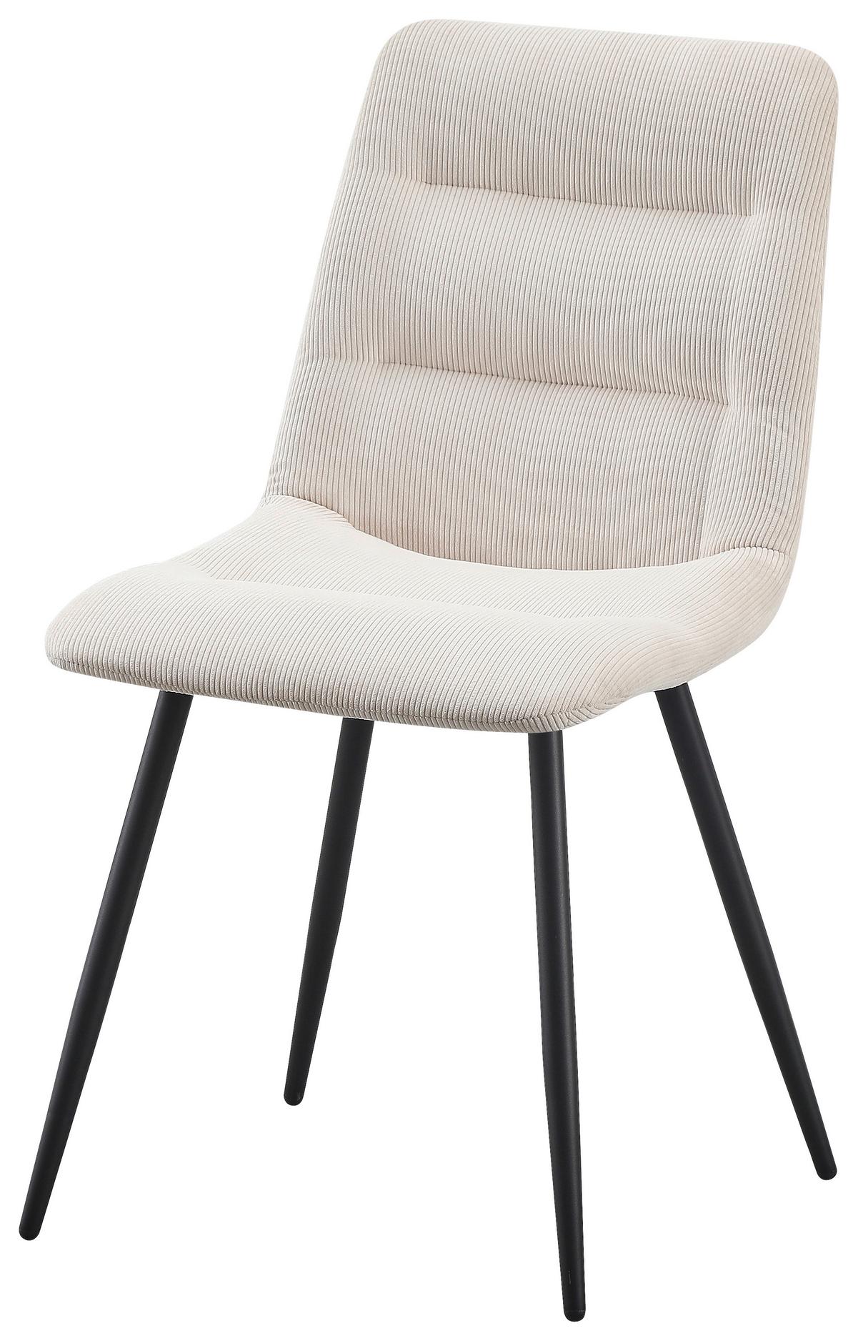 Stol Basti, Bela, Žamet - črna/bež, Moderno, kovina/tekstil (57/86/45cm)