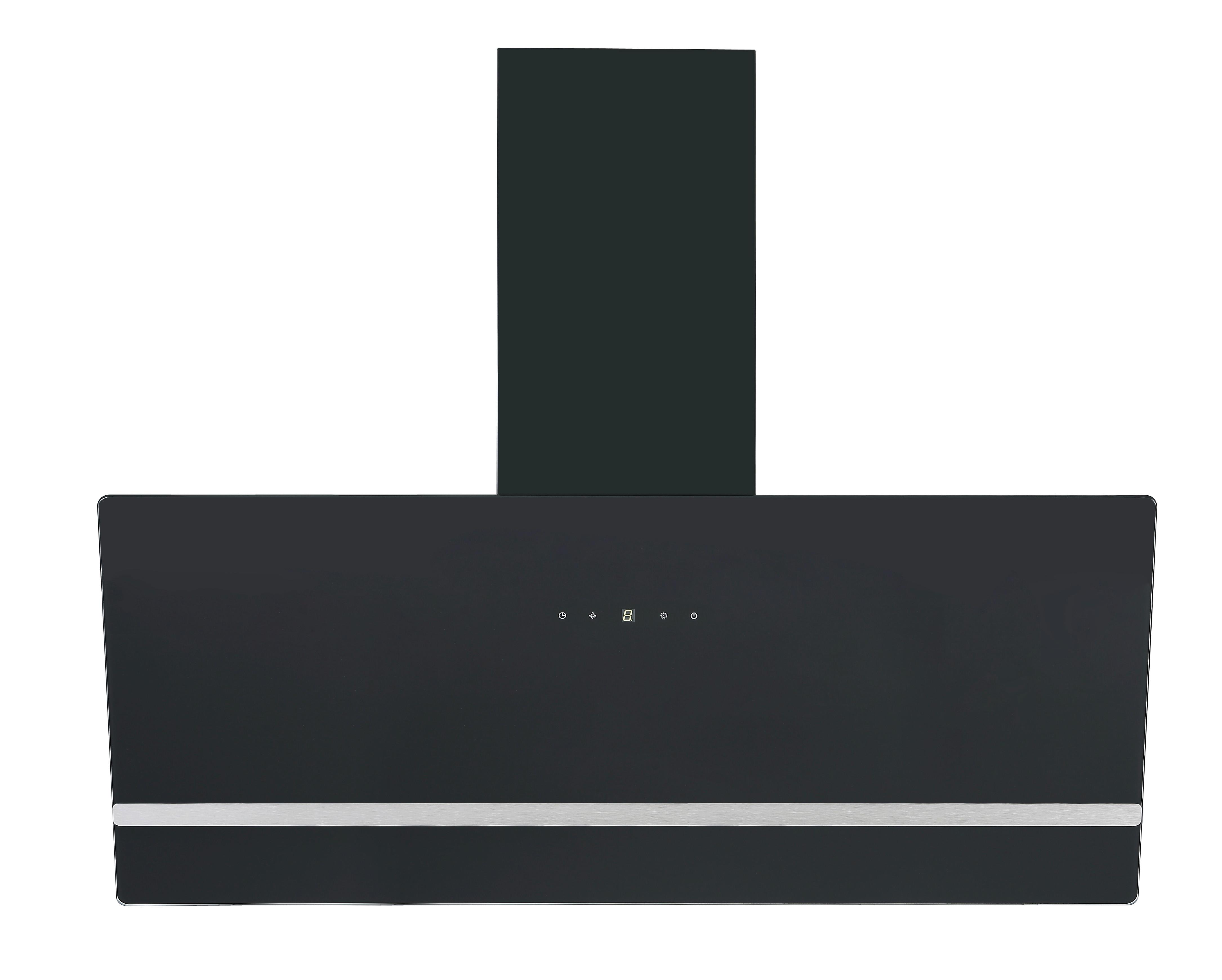 Dunstabzugshaube S21-90ABTH Schwarz - Edelstahlfarben/Schwarz, Basics, Glas/Metall (90/111.60/29.6cm) - PKM