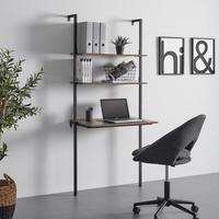 Wandregal Maja Nussbaumfarben MDF ca.80x50 cm - Nussbaumfarben/Schwarz, MODERN, Metall (80/50/180cm) - Bessagi Home