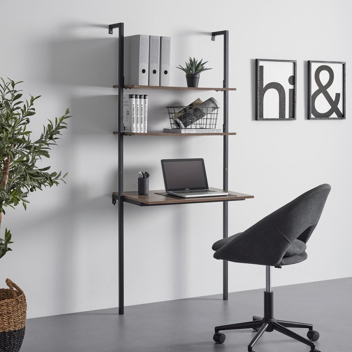 Wandregal Maja Nussbaumfarben MDF ca.80x50 cm - Nussbaumfarben/Schwarz, MODERN, Metall (80/50/180cm) - Bessagi Home