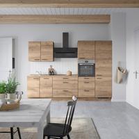 Küchenblock Structura High m. Geräten Eiche dunkel - Eiche dunkel/Schwarz, MODERN, Holzwerkstoff/Metall (300cm) - Nobilia