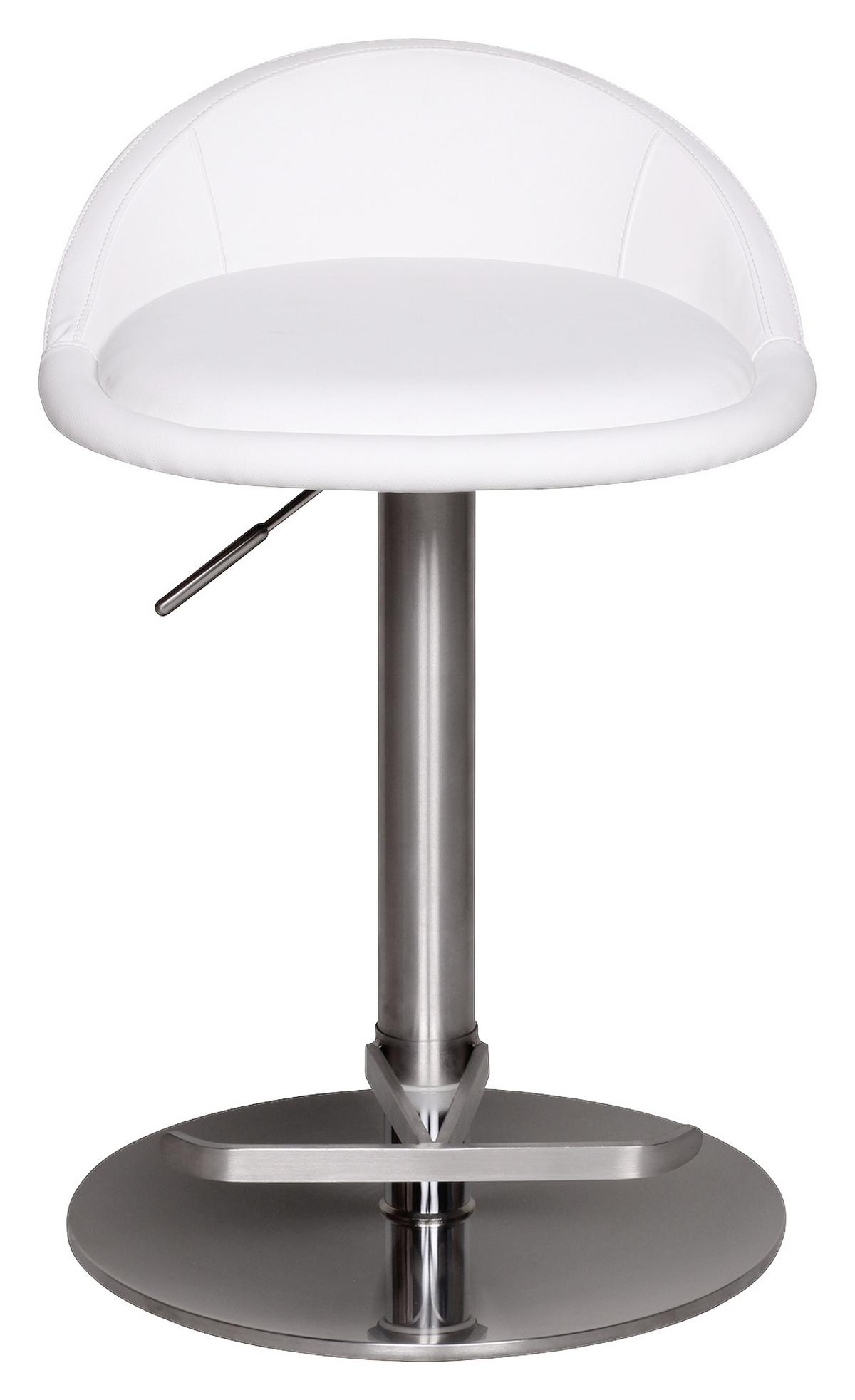 STOŁEK BAROWY WL1.282 - kolor srebrny/biały, Modern, metal/tkanina (43/65/43cm) - MID.YOU