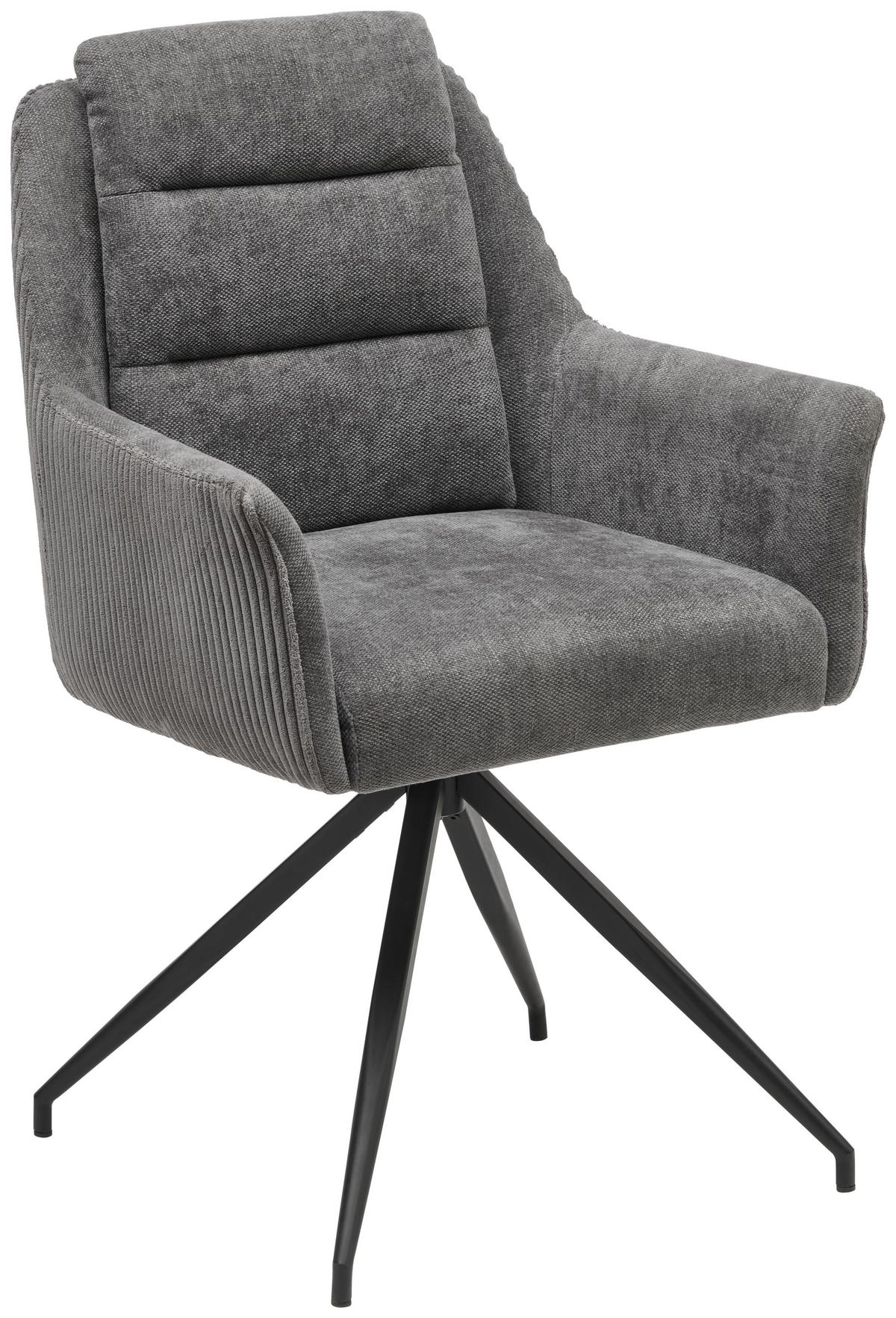 KRZESŁO Z PODŁOKIETNIKAMI ISEO - czarny/szary, Modern, metal/drewno (61/93/61cm) - Livetastic