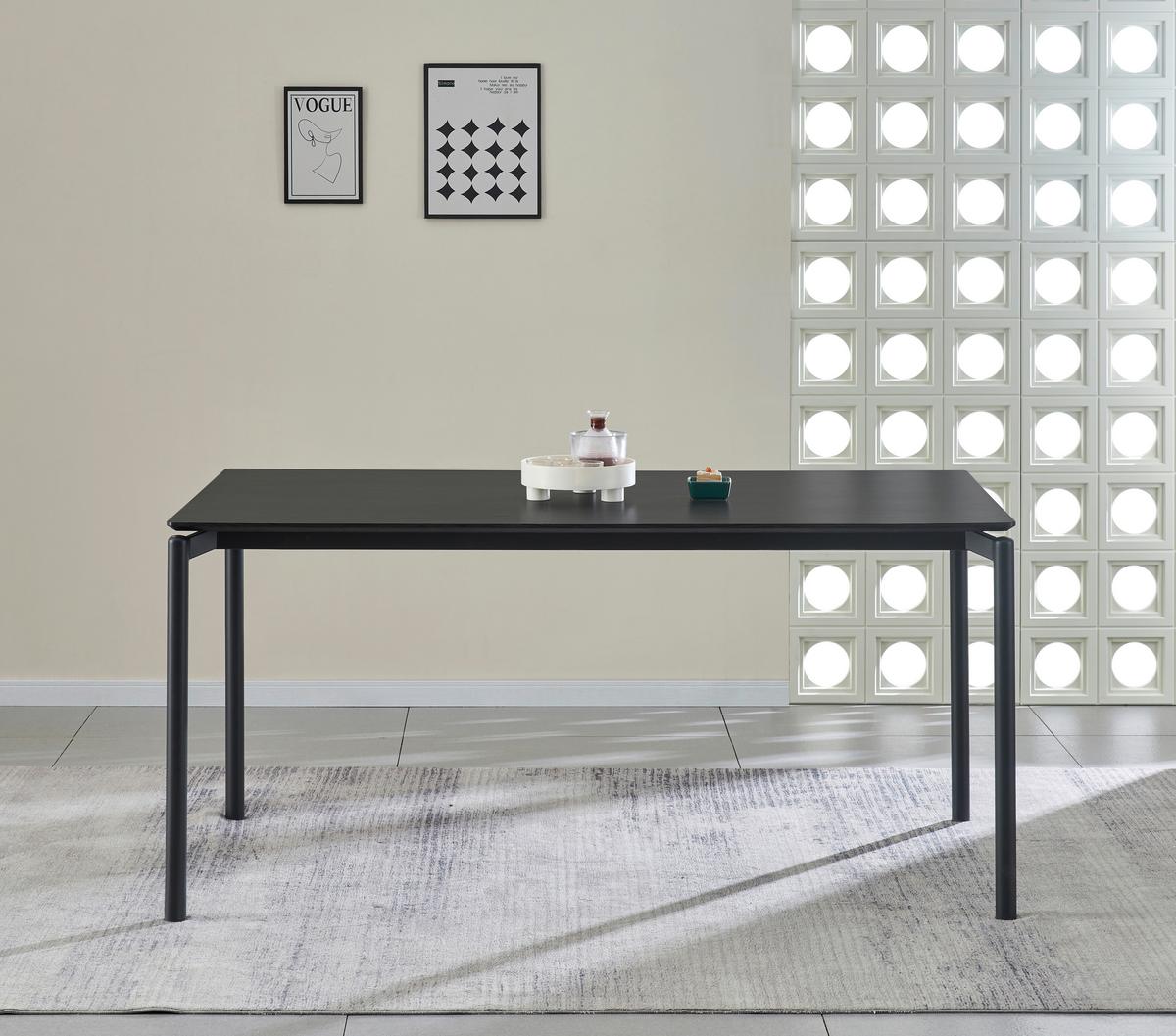 Jedilna Miza Lean, Črna, 160x90 - črna, Konvencionalno, kovina/leseni material (160/76/90cm) - P & B