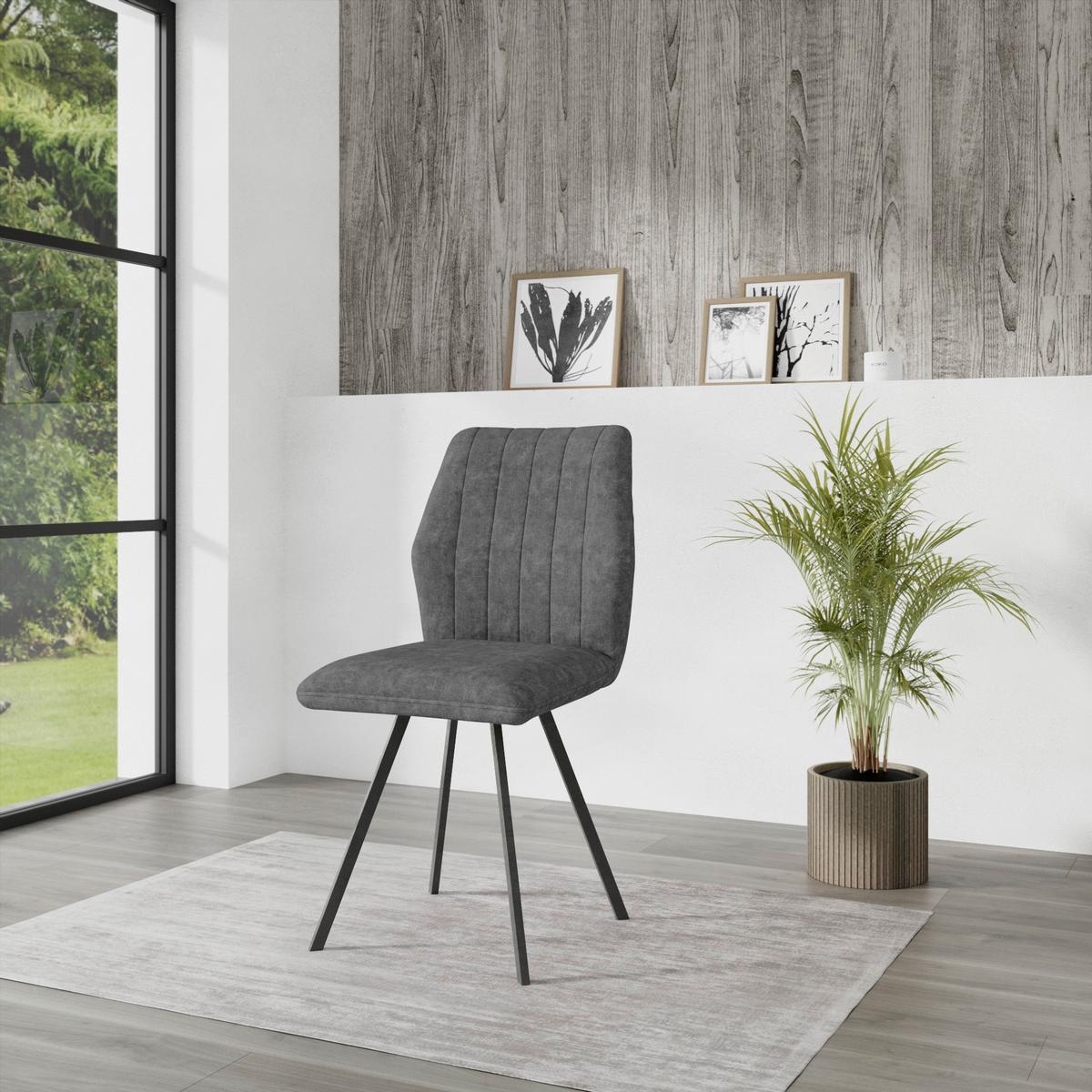 Stol Johanna, Siva - siva/črna, Moderno, kovina/tekstil (46/90/60cm)