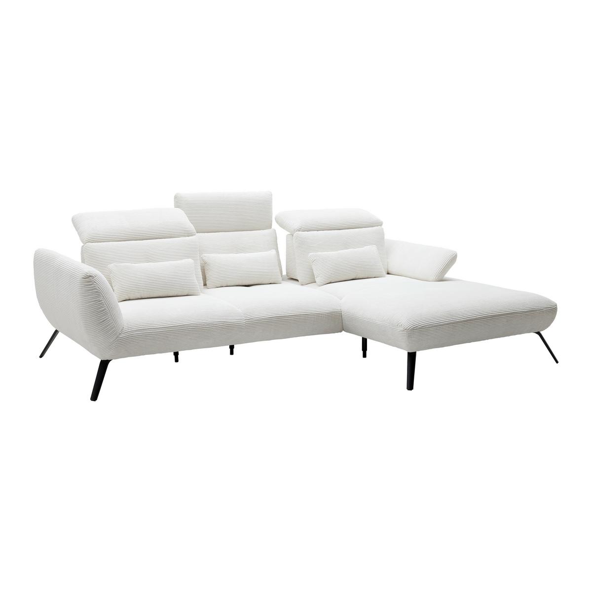 salon panoramique in Weiss - Weiss/Schwarz, Modern, Holzwerkstoff/Textil (301/196cm) - Premium Living
