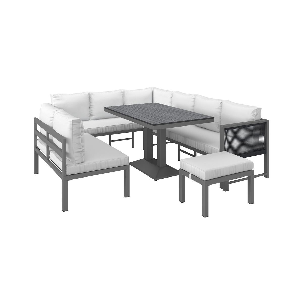 DiningLoungeset Pergolina Weiß Metall/Outdoorstoff +Abdeckung - Schwarz/Weiß, MODERN, Kunststoff/Textil (194/245cm) - Bessagi Garden